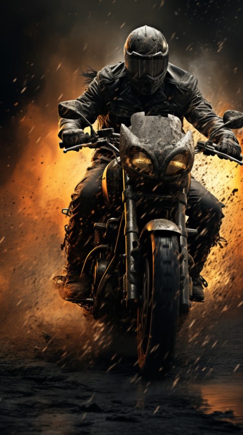 Man on Motorcycle Riding Down a Road  Biker Aesthetic Wallpaper (66)