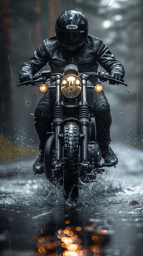 Man on Motorcycle Riding Down a Road  Biker Aesthetic Wallpaper (55)