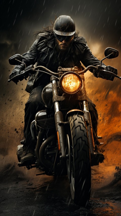 Man on Motorcycle Riding Down a Road  Biker Aesthetic Wallpaper (53)