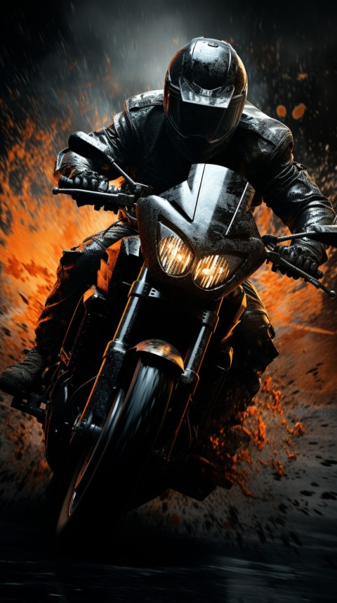 Man on Motorcycle Riding Down a Road  Biker Aesthetic Wallpaper (50)