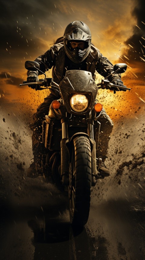 Man on Motorcycle Riding Down a Road  Biker Aesthetic Wallpaper (33)