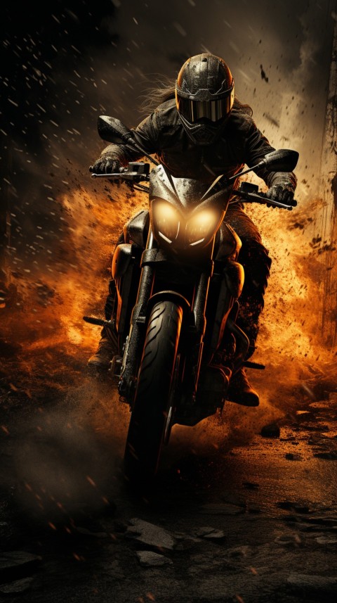 Man on Motorcycle Riding Down a Road  Biker Aesthetic Wallpaper (63)