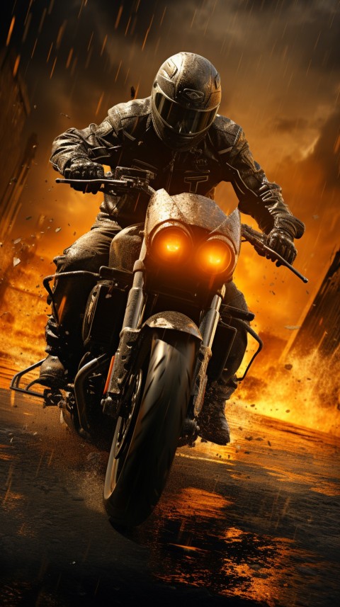 Man on Motorcycle Riding Down a Road  Biker Aesthetic Wallpaper (31)