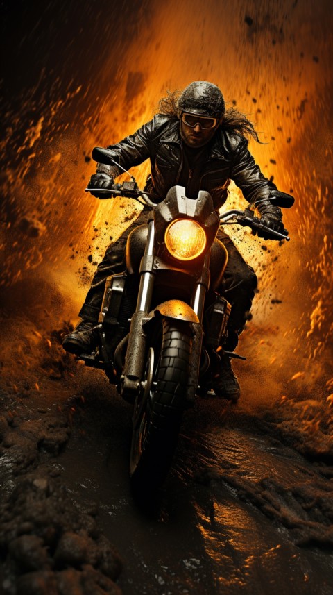 Man on Motorcycle Riding Down a Road  Biker Aesthetic Wallpaper (35)