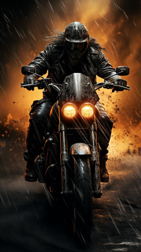 Man on Motorcycle Riding Down a Road  Biker Aesthetic Wallpaper (75)