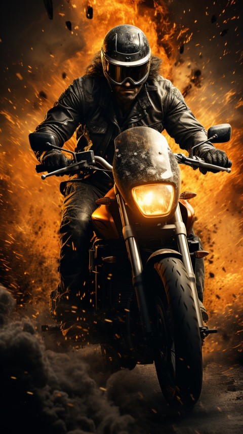 Man on Motorcycle Riding Down a Road  Biker Aesthetic Wallpaper (74)