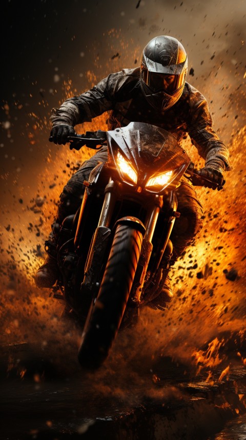 Man on Motorcycle Riding Down a Road  Biker Aesthetic Wallpaper (101)