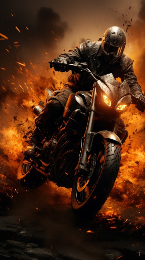 Man on Motorcycle Riding Down a Road  Biker Aesthetic Wallpaper (103)