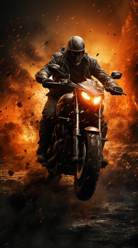 Man on Motorcycle Riding Down a Road  Biker Aesthetic Wallpaper (80)