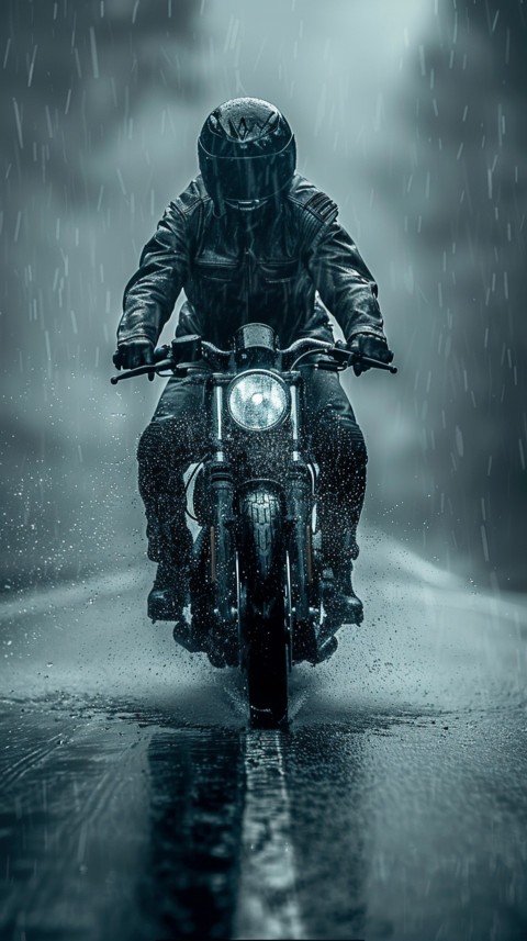 Man on Motorcycle Riding Down a Road  Biker Aesthetic Wallpaper (140)