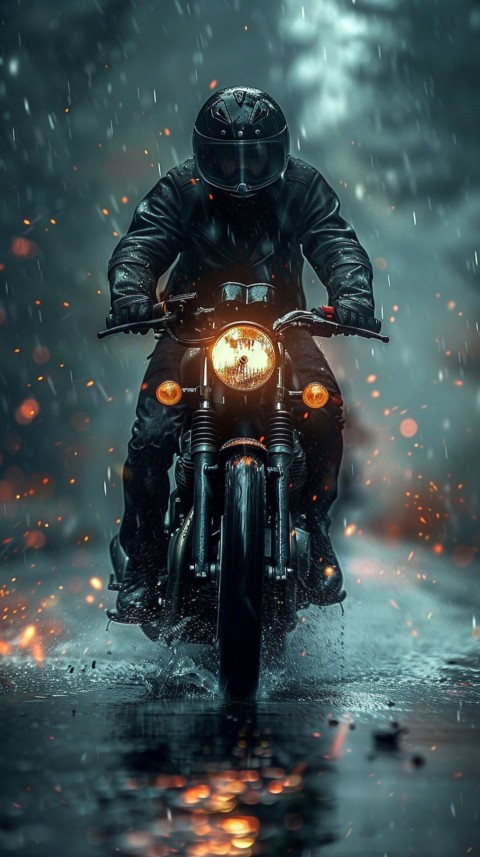 Man on Motorcycle Riding Down a Road  Biker Aesthetic Wallpaper (142)