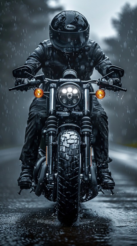Man on Motorcycle Riding Down a Road  Biker Aesthetic Wallpaper (145)