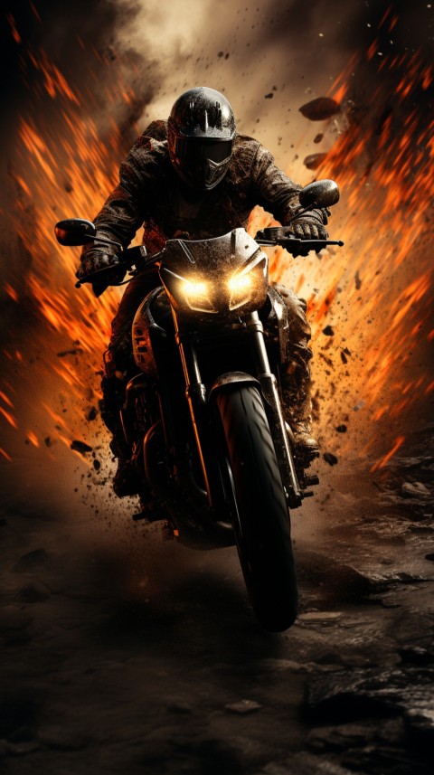 Man on Motorcycle Riding Down a Road  Biker Aesthetic Wallpaper (114)