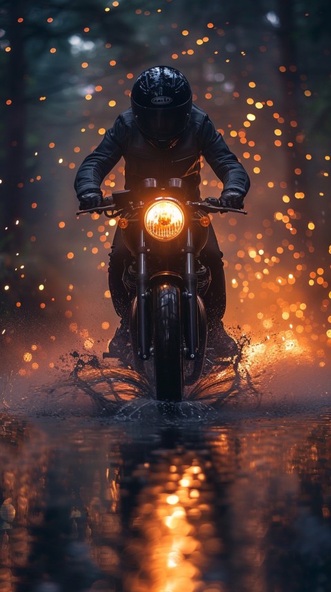 Man on Motorcycle Riding Down a Road  Biker Aesthetic Wallpaper (150)