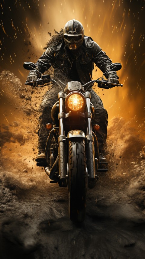 Man on Motorcycle Riding Down a Road  Biker Aesthetic Wallpaper (127)