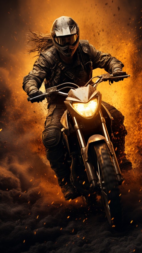 Man on Motorcycle Riding Down a Road  Biker Aesthetic Wallpaper (120)