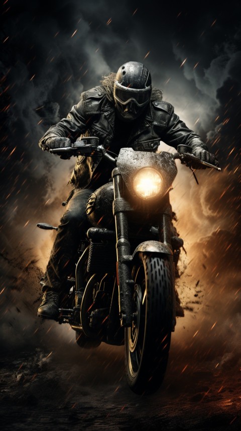 Man on Motorcycle Riding Down a Road  Biker Aesthetic Wallpaper (137)