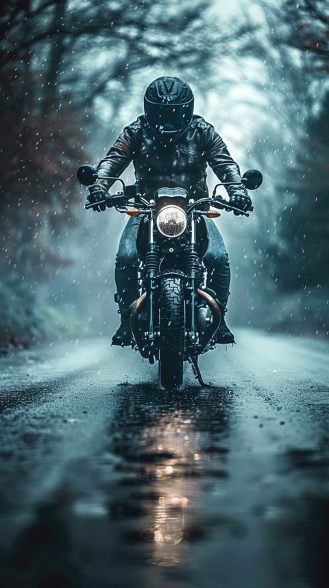 Man on Motorcycle Riding Down a Road  Biker Aesthetic Wallpaper (173)