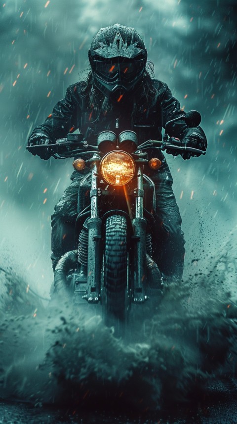 Man on Motorcycle Riding Down a Road  Biker Aesthetic Wallpaper (159)