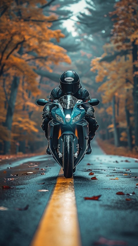 Man on Motorcycle Riding Down a Road  Biker Aesthetic Wallpaper (190)