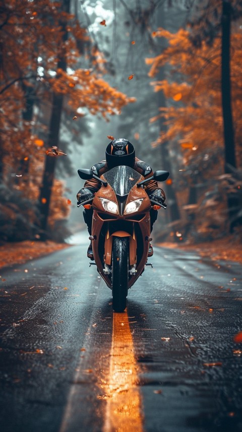 Man on Motorcycle Riding Down a Road  Biker Aesthetic Wallpaper (210)