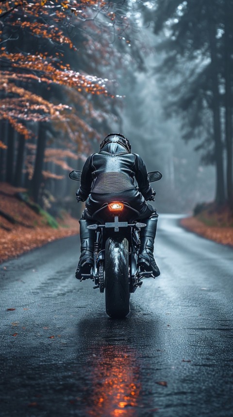 Man on Motorcycle Riding Down a Road  Biker Aesthetic Wallpaper (202)