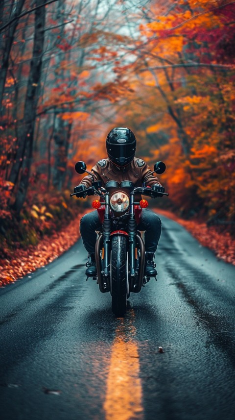 Man on Motorcycle Riding Down a Road  Biker Aesthetic Wallpaper (260)