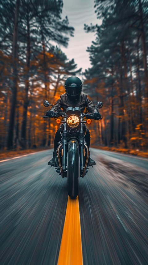 Man on Motorcycle Riding Down a Road  Biker Aesthetic Wallpaper (244)
