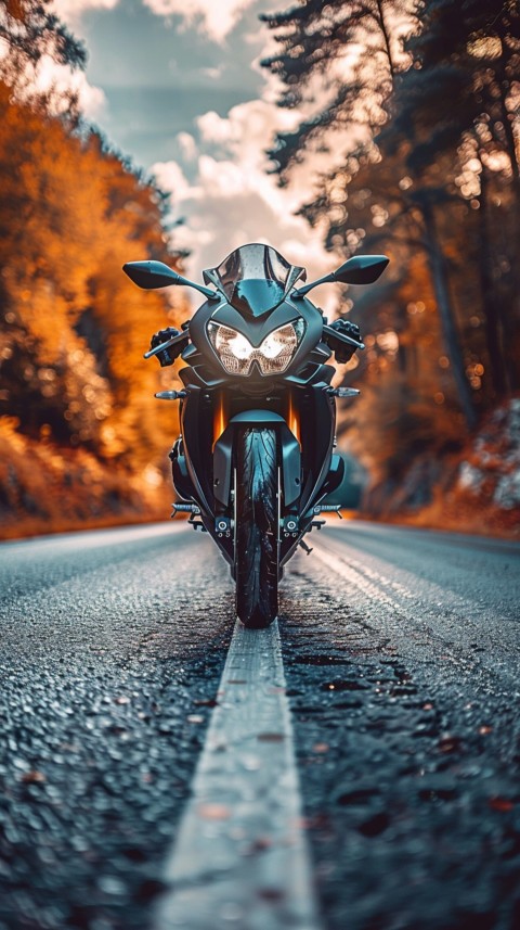 Man on Motorcycle Riding Down a Road  Biker Aesthetic Wallpaper (278)