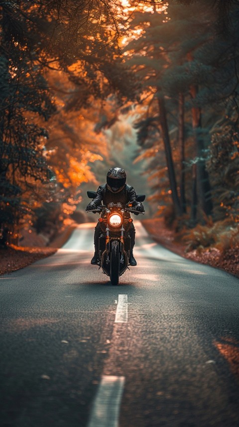 Man on Motorcycle Riding Down a Road  Biker Aesthetic Wallpaper (272)