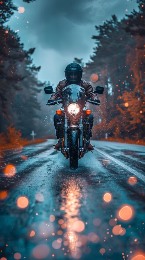 Man on Motorcycle Riding Down a Road  Biker Aesthetic Wallpaper (346)