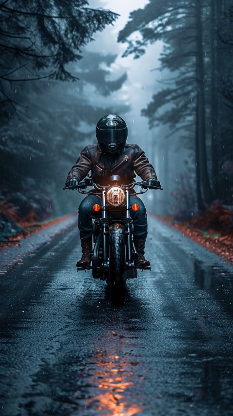 Man on Motorcycle Riding Down a Road  Biker Aesthetic Wallpaper (332)