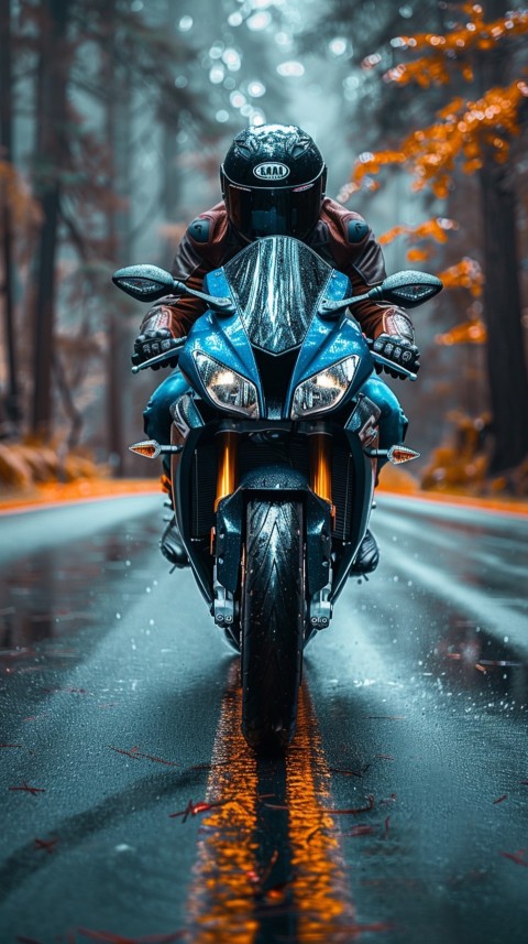 Man on Motorcycle Riding Down a Road  Biker Aesthetic Wallpaper (333)