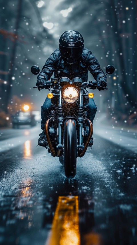 Man on Motorcycle Riding Down a Road  Biker Aesthetic Wallpaper (361)