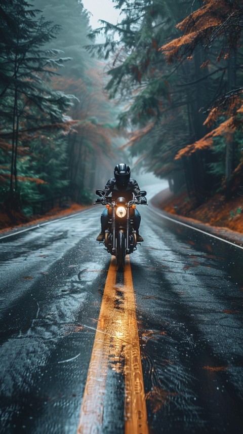 Man on Motorcycle Riding Down a Road  Biker Aesthetic Wallpaper (374)