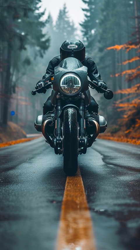 Man on Motorcycle Riding Down a Road  Biker Aesthetic Wallpaper (389)