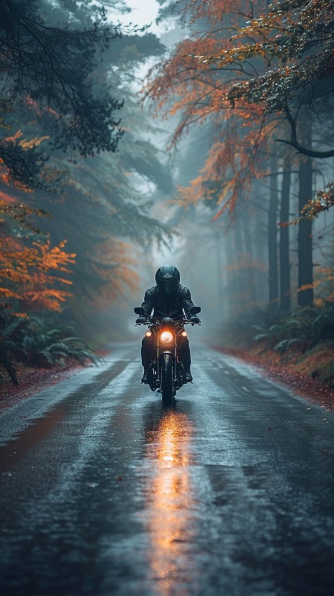 Man on Motorcycle Riding Down a Road  Biker Aesthetic Wallpaper (354)