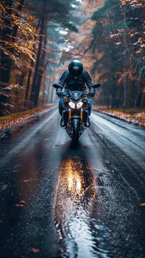 Man on Motorcycle Riding Down a Road  Biker Aesthetic Wallpaper (397)