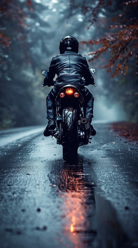 Man on Motorcycle Riding Down a Road  Biker Aesthetic Wallpaper (404)