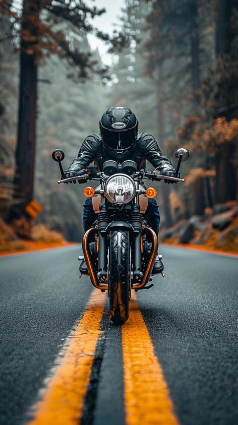 Man on Motorcycle Riding Down a Road  Biker Aesthetic Wallpaper (416)