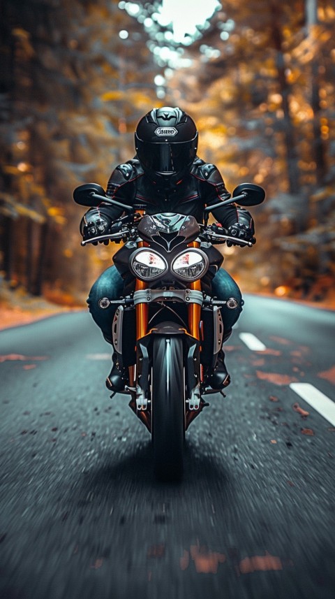 Man on Motorcycle Riding Down a Road  Biker Aesthetic Wallpaper (434)