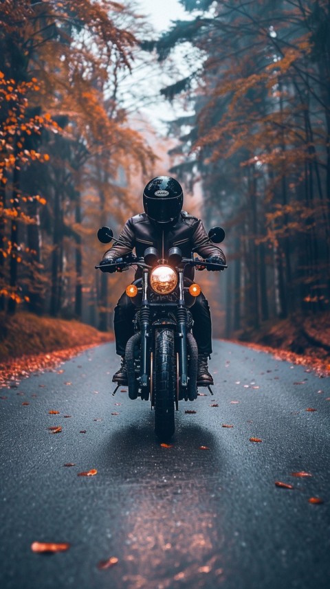 Man on Motorcycle Riding Down a Road  Biker Aesthetic Wallpaper (423)