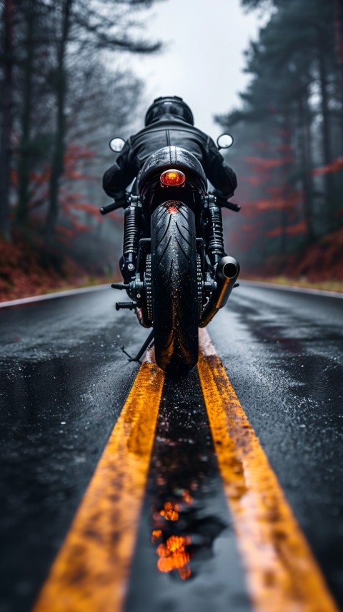 Man on Motorcycle Riding Down a Road  Biker Aesthetic Wallpaper (468)