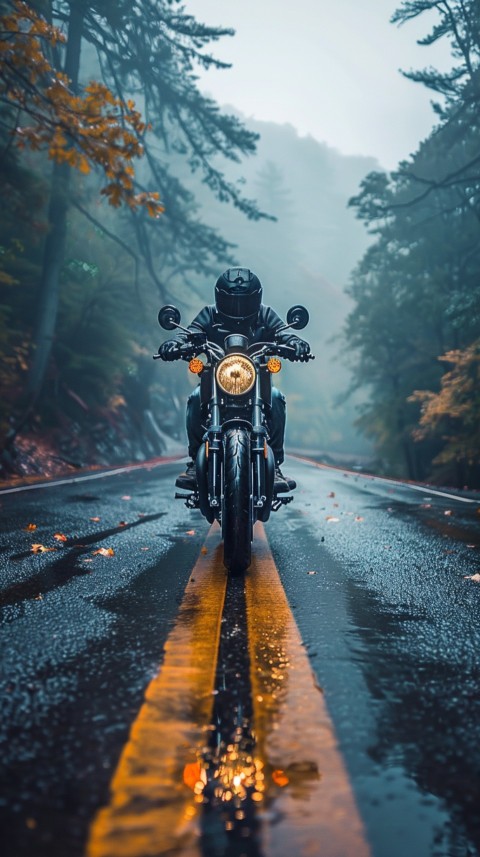 Man on Motorcycle Riding Down a Road  Biker Aesthetic Wallpaper (471)