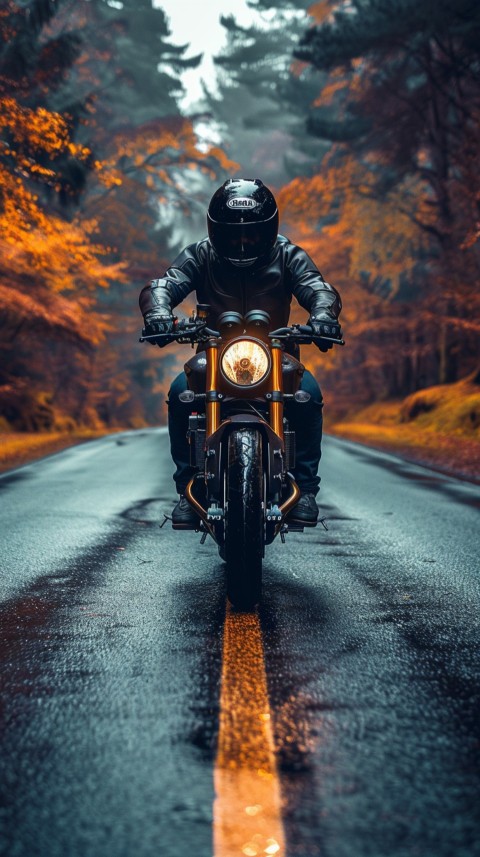 Man on Motorcycle Riding Down a Road  Biker Aesthetic Wallpaper (457)