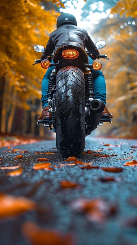Man on Motorcycle Riding Down a Road  Biker Aesthetic Wallpaper (452)