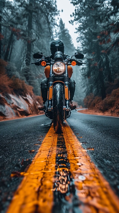 Man on Motorcycle Riding Down a Road  Biker Aesthetic Wallpaper (481)