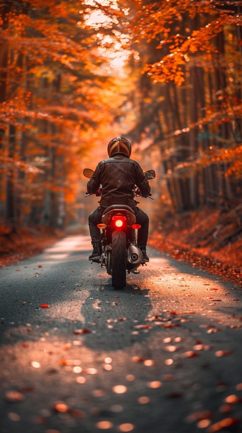 Man on Motorcycle Riding Down a Road  Biker Aesthetic Wallpaper (497)