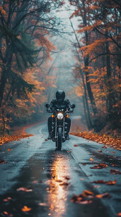 Man on Motorcycle Riding Down a Road  Biker Aesthetic Wallpaper (512)