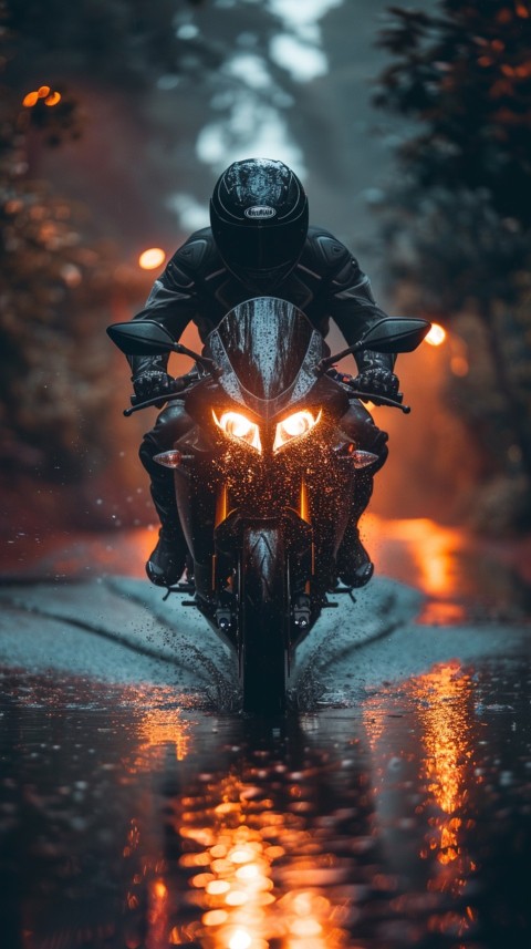 Man on Motorcycle Riding Down a Road  Biker Aesthetic Wallpaper (613)